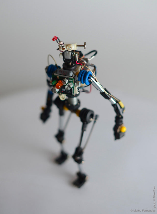 Miniature Toy Robots Made from Recycled Electronic Components